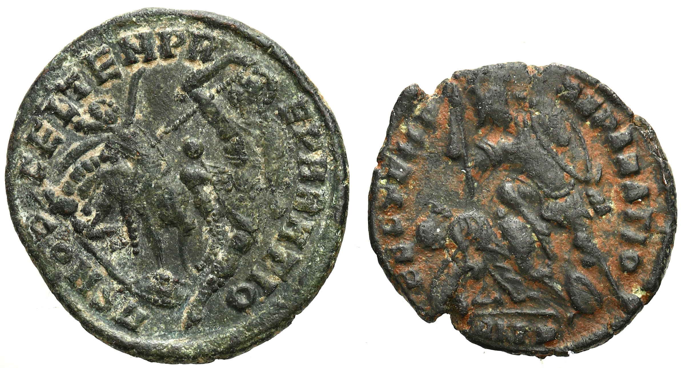 Cesarstwo Rzymskie, Lot 2 sztuk Follisów Konstancjusz II 337–361 n.e.